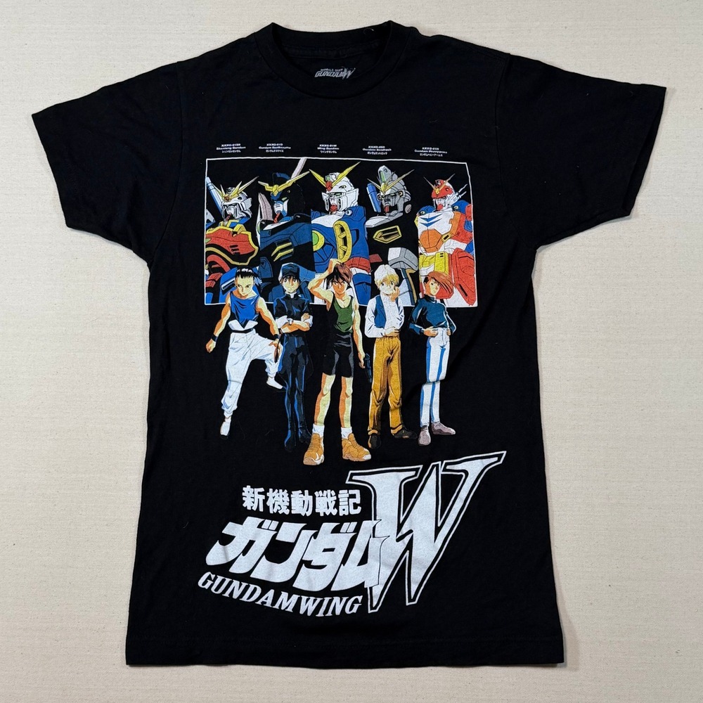 Gundam Wing Crunchyroll Anime Graphic T-Shirt Black XS Mobile Suit Mecha Tee